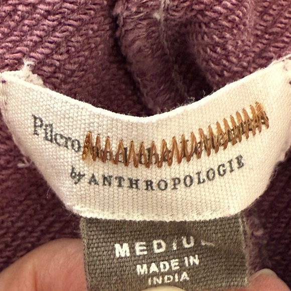 Anthropologie Pilcro Washed Berry Pleated Cotton Hooded Sweatshirt Size Medium - Picture 4 of 4